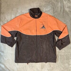Cleveland Browns Jacket Coat NFL Orange Brown Full Zip Helmet Logo Medium